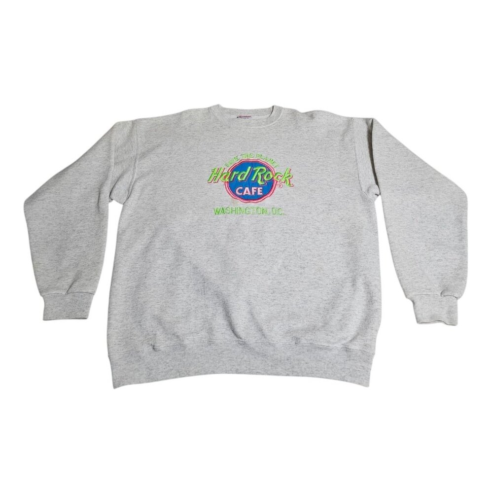 Vtg Hard Rock Cafe Mens Save The Planet Sweatshirt Sz XL Washington DC - Stained